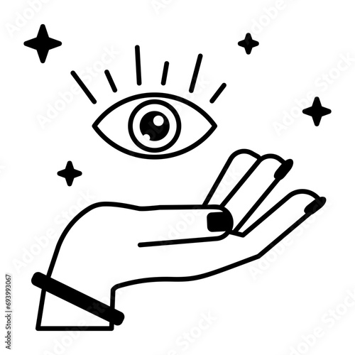 Handy line style icon of palm reading 