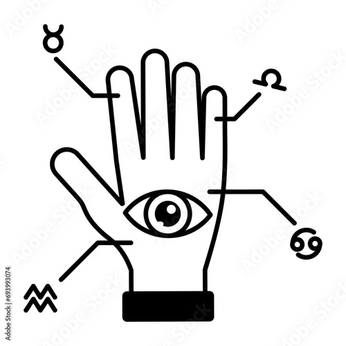 Handy line style icon of palm reading 