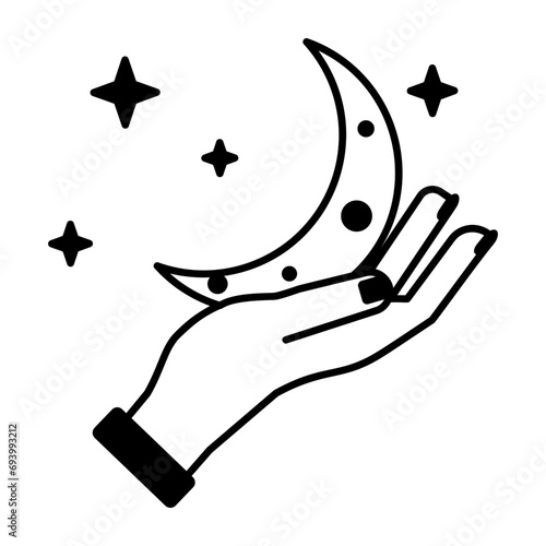 Handy line style icon of palm reading 