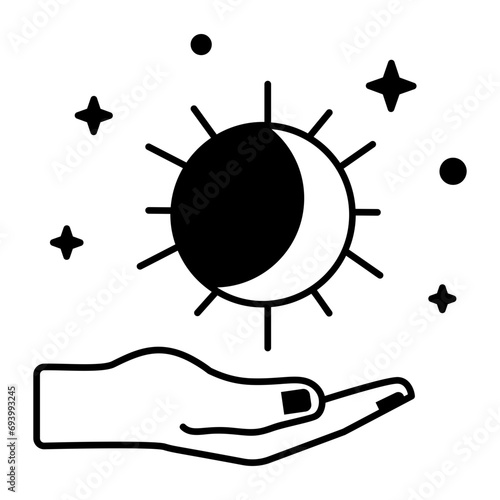 Handy line style icon of palm reading 