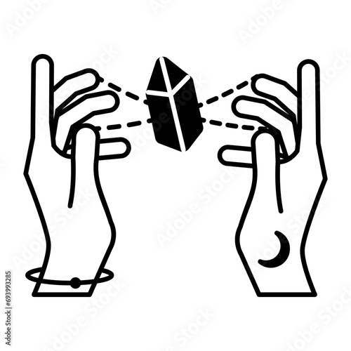 Handy line style icon of palm reading 