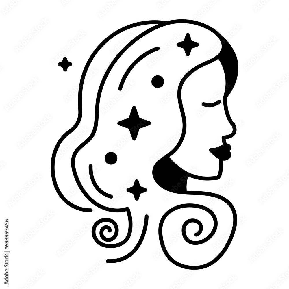 Get this linear icon of virgo sign 