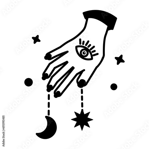 Handy line style icon of palm reading 