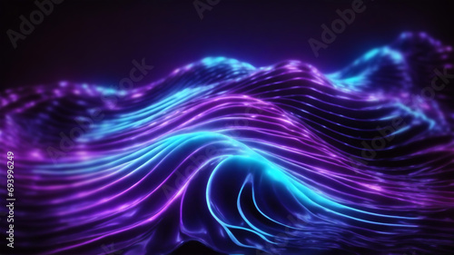 Mesmerizing Fantasy: Big Neon Wave on a Dark Background © O-CAP