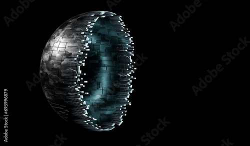 Abstract background, sphere core. 3D render.