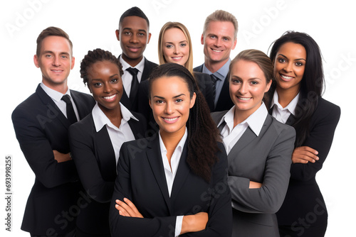 Corporate Cohesion Group Shot with Team Member isolated on transparent background