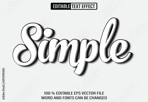  Editable 3d text style effect - Simple black and white  text effect Template
