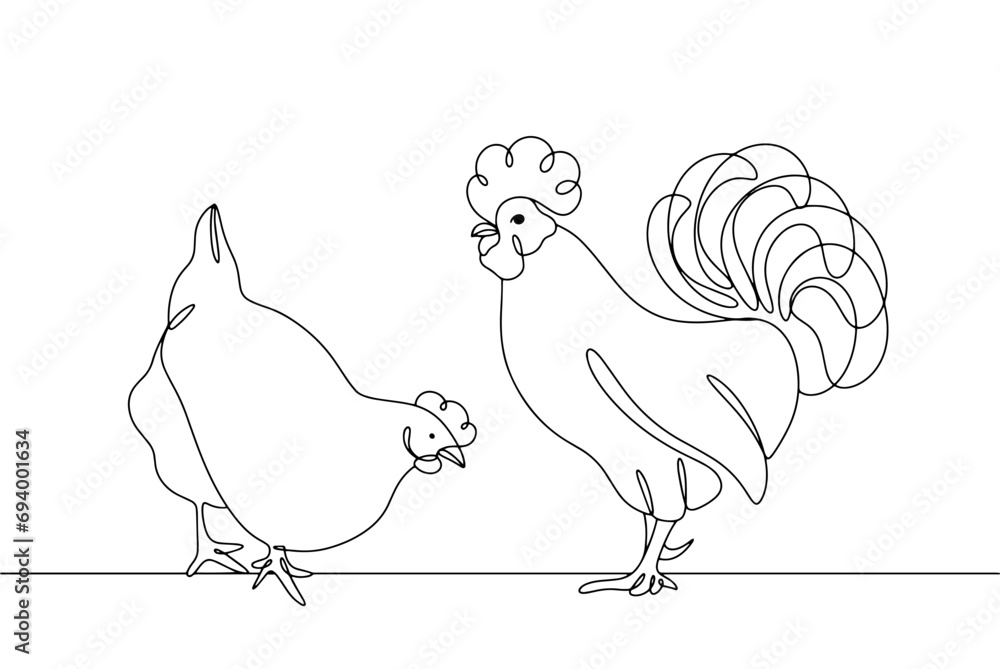 Rooster. Chicken. One line