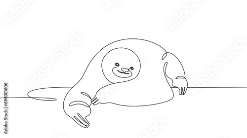 Sloth. Cute. One line