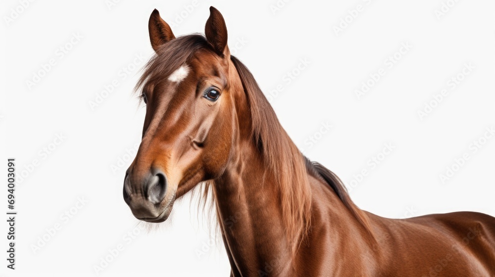 A detailed close up of a horse against a clean white background. Perfect for equestrian-themed designs and projects A detailed close up of a horse against a clean white background. Perfect for equestrian-themed designs and projects