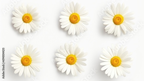 A group of white flowers on a white surface. Suitable for various uses