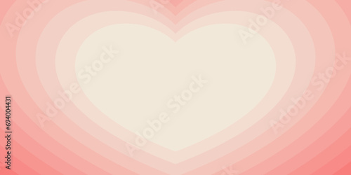 Enchanting Tunnel of Concentric Hearts Creates a Romantic and Cute Background in Peach trendy colors. Space for text, copyspace.