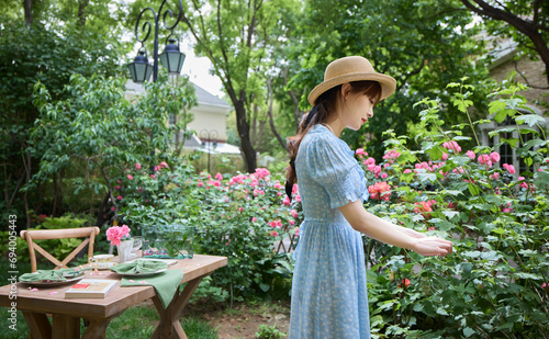 Young beauties in the courtyard photo