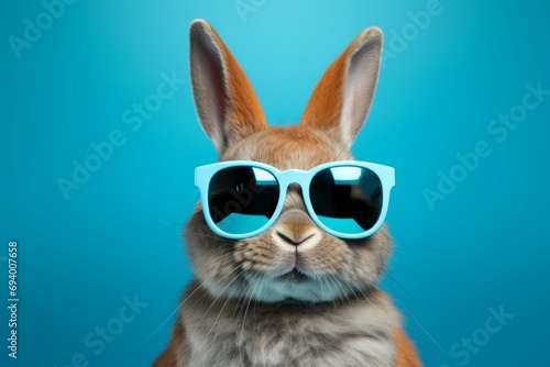 Cool bunny in glasses with selective focus and copy space © top images