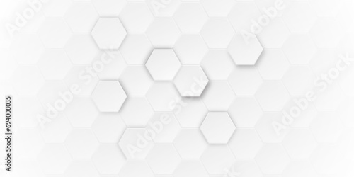 Fototapeta Naklejka Na Ścianę i Meble -  Hexagonal abstract metal white background. Hexagonal gaming vector abstract tech background.	
