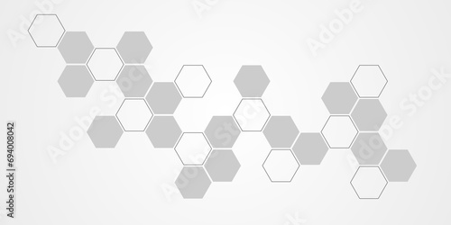 Hexagonal abstract metal white background. Hexagonal gaming vector abstract tech background. 