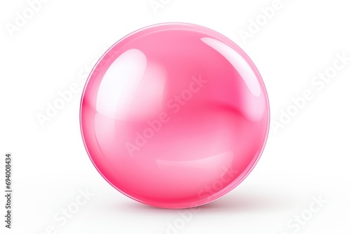 A pink ball resting on a white surface. Can be used for sports, games, or playful concepts