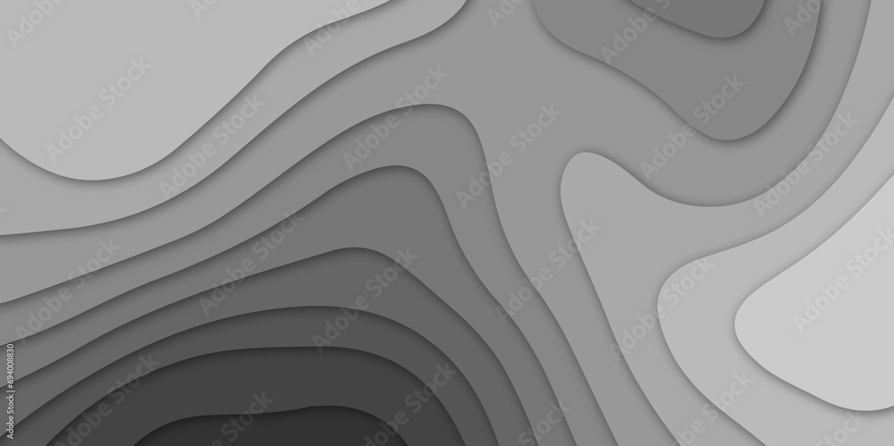 Abstract paper cut style background design. Geometric layered curve line vector, realistic papercut decoration textured with wavy layers. 3d topography relief. Vector typographic illustration. - obrazy, fototapety, plakaty 