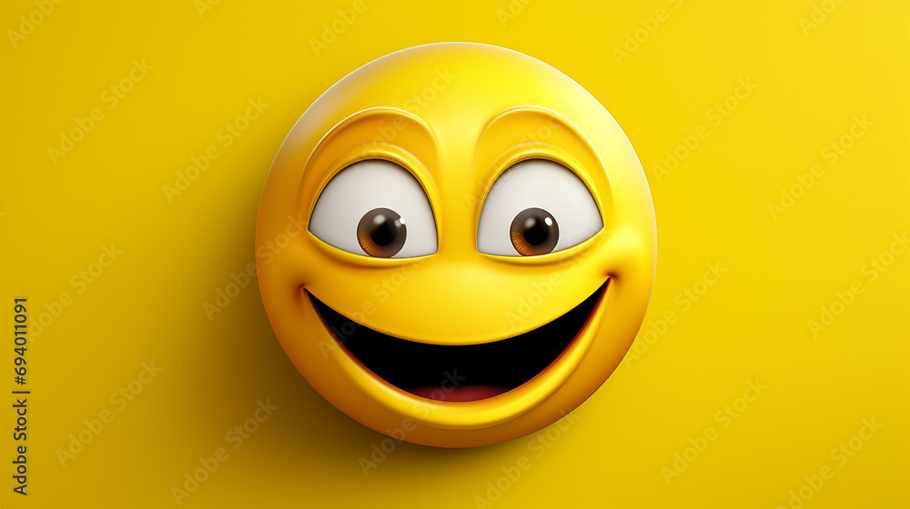 3d Winking emoji face slight smile winky emoticon with closed one eye wink - obrazy, fototapety, plakaty 