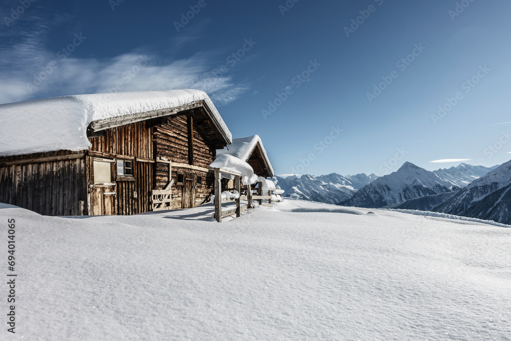 Skihütten im Zillertal in Österreich