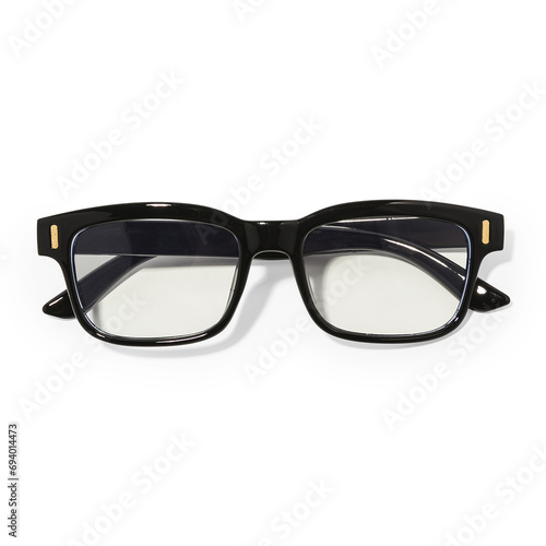 Product Photo of Modern Black Square Eyeglasses Isolated on White Background 