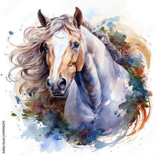 watercolor horse clipart, Generative Ai
