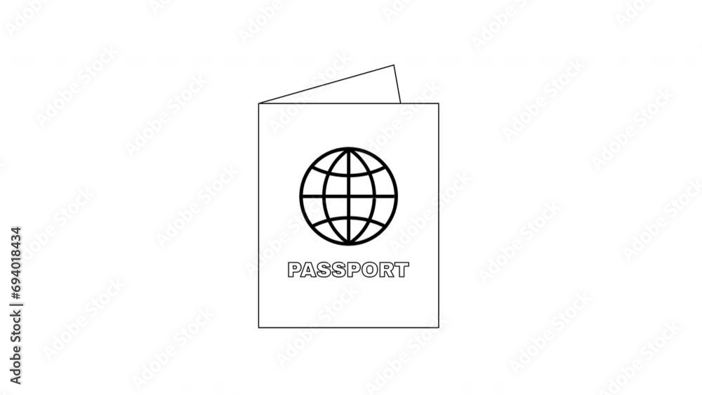 animated sketch of passport book icon animated sketch of passport book icon