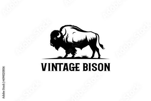 vintage bison logo design 