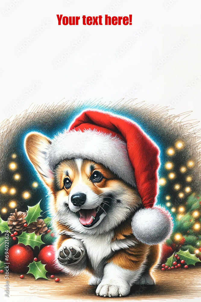 Christmas Welsh Corgi Puppy Christmas Welsh Corgi Puppy