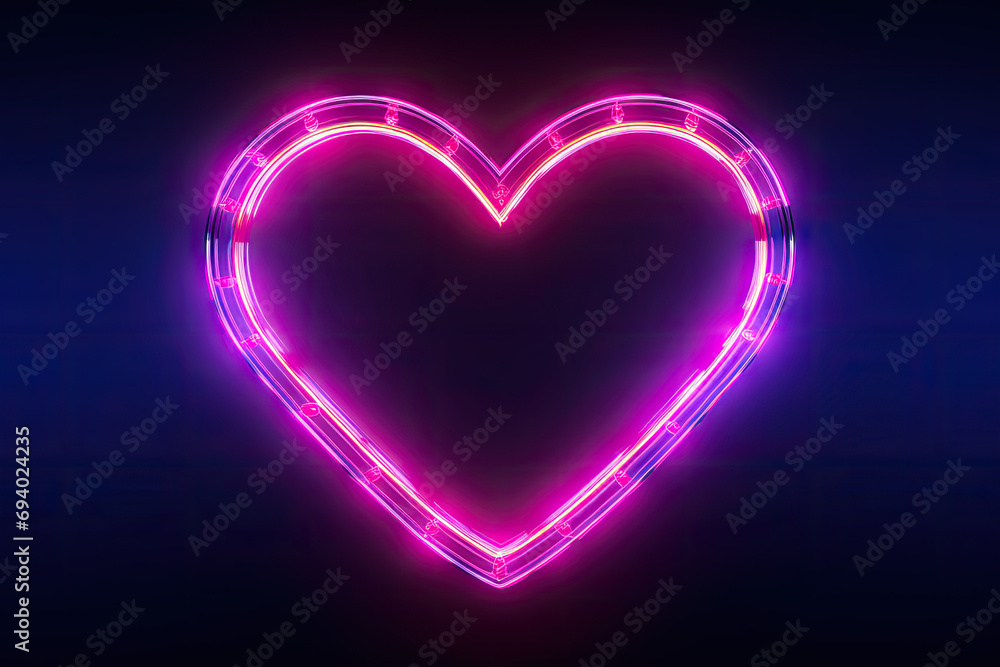 Bright pink neon sign of a heart Bright pink neon sign of a heart