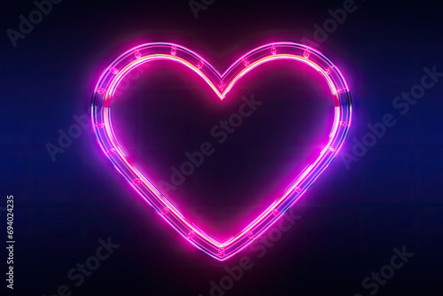Bright pink neon sign of a heart