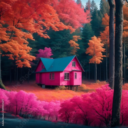 The house in the middle of the forest photo