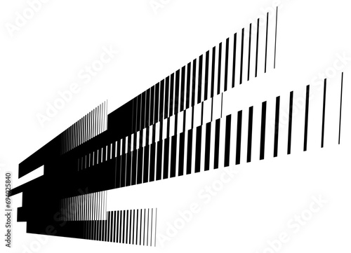 Abstract striped vector pattern of black stripes on a white background. Horizon. Perspective. Graphic element for your design. Modern vector background