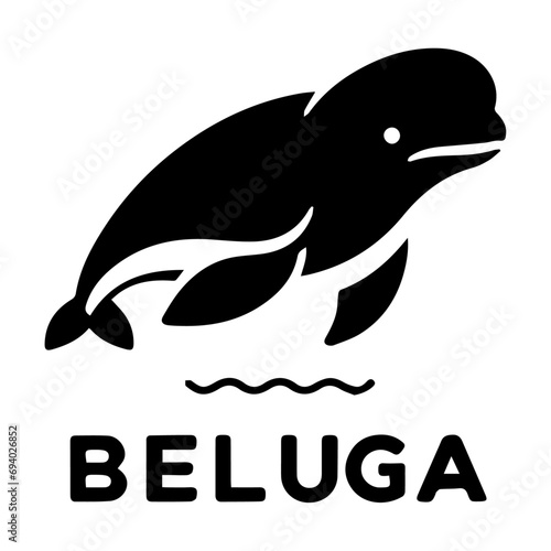 minimal Beluga whale logo vector silhouette black color white background