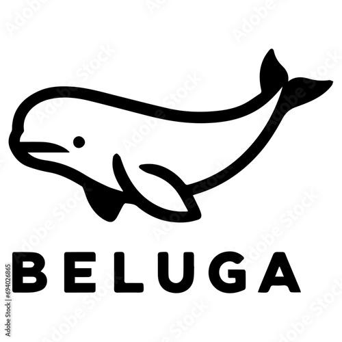 minimal Beluga whale logo vector silhouette black color white background
