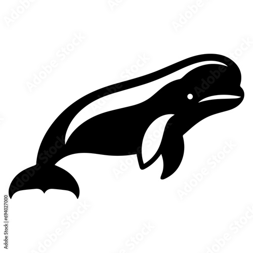 minimal Beluga whale vector silhouette black color white background