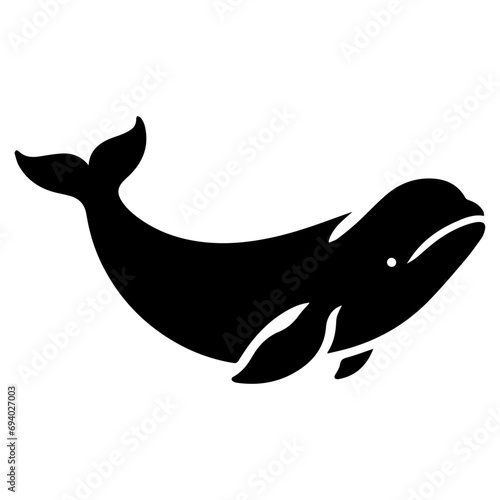 minimal Beluga whale vector silhouette black color white background
