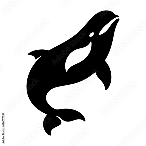 minimal Beluga whale vector silhouette black color white background