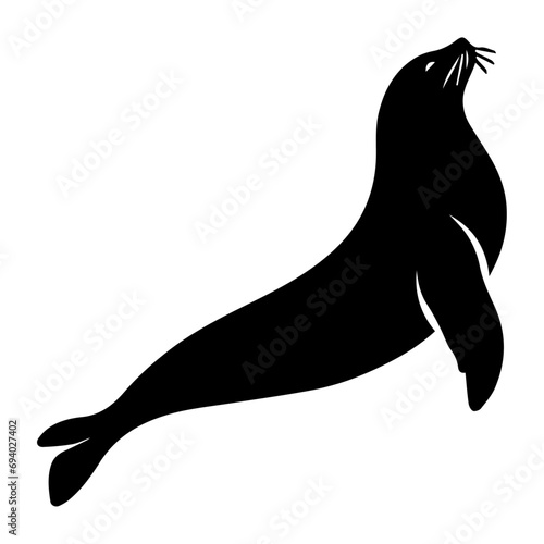 minimal Beluga whale vector silhouette black color white background