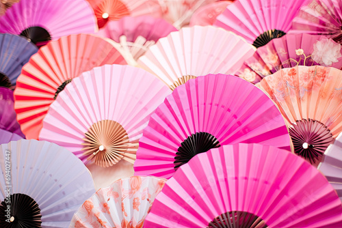 Close up of a Chinese fans  vibrant colours