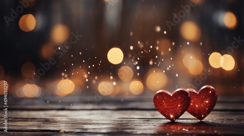 Valentine's Day greeting card red heart background bokeh background lights concept of love