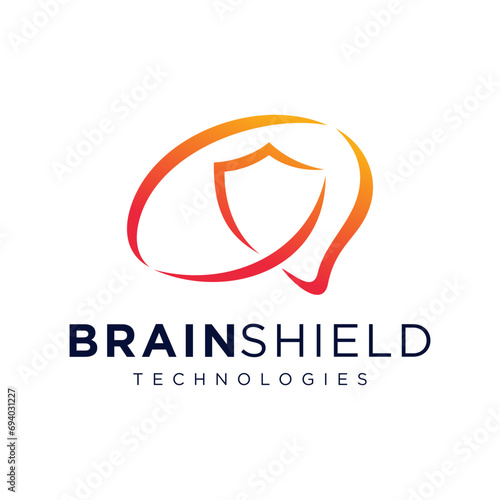 Brain shield logo template illustration