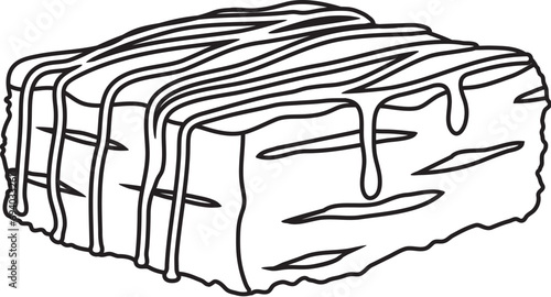 vector chocolate brownie sketch. brownie outline linear art