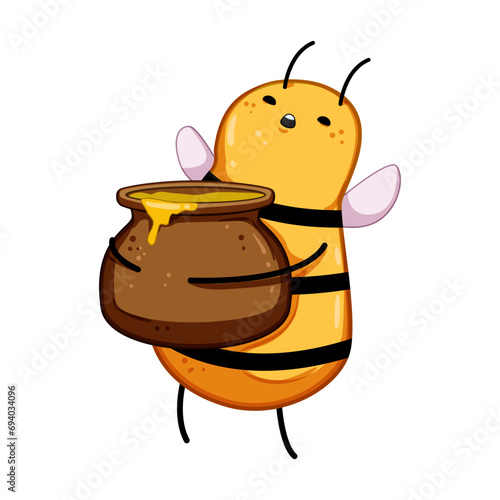 animal bee character cartoon. bumble mascot, logo bug, sweet insect animal bee character sign. isolated symbol vector illustration