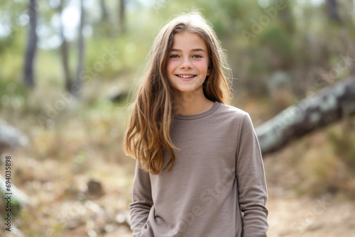 portrait of a blond haired smiling girl in the nature