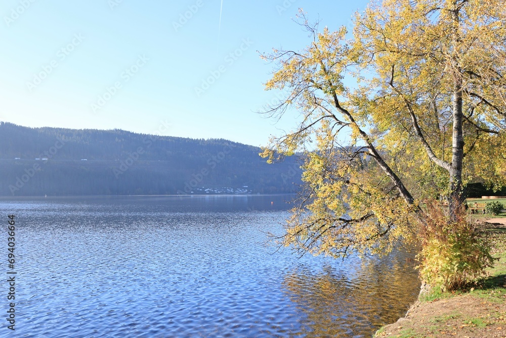 Blick auf den Titisee im Schwarzwald, Frühmorgens im Herbst Blick auf den Titisee im Schwarzwald, Frühmorgens im Herbst