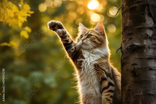 Cat Paw High Five - Playful Moment photo