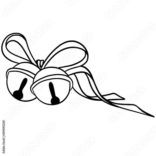 Jingle bell with bow hand drawn