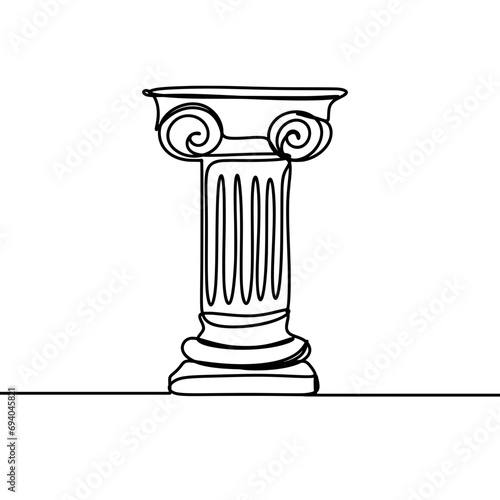 Greek column continuous line drawing 