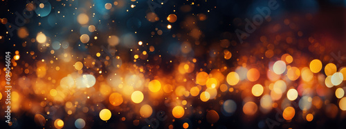 Blured Abstract Party Background with Golden Glitter and Bokeh